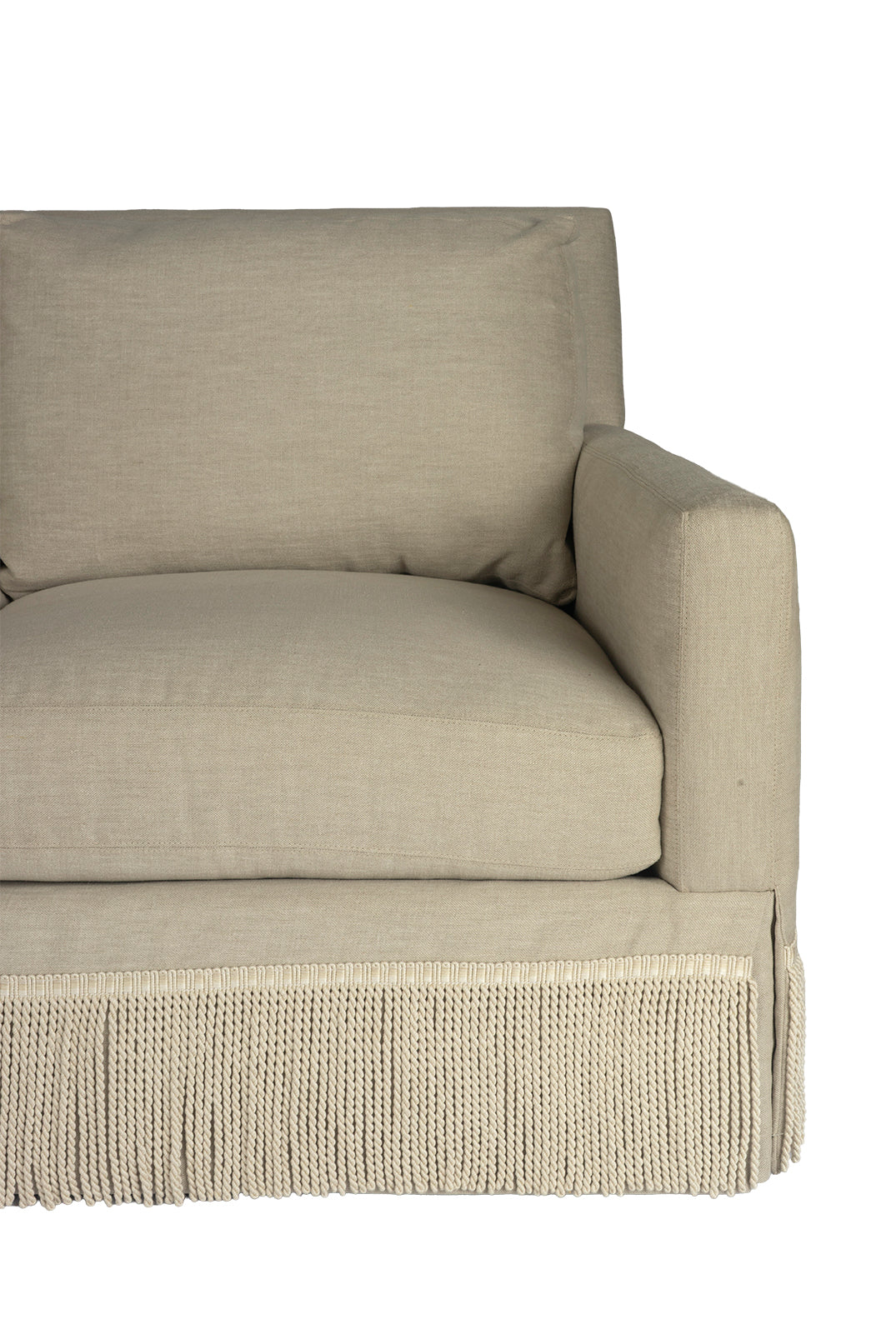 Transitional Bullion Fringe Sofa