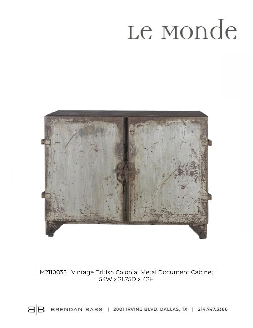 Vintage British Colonial Metal Document Cabinet