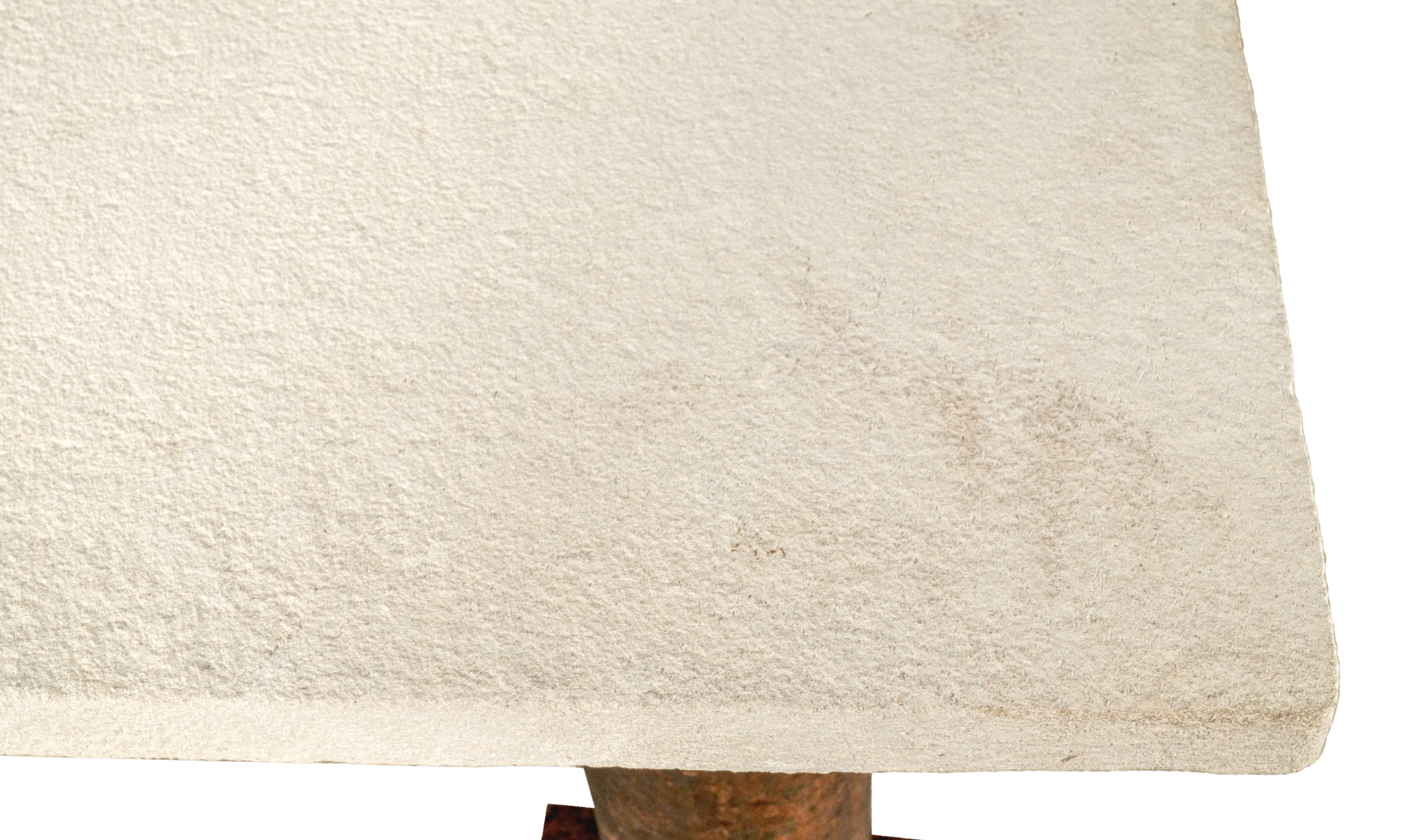 Limestone Console with Iron Column Base