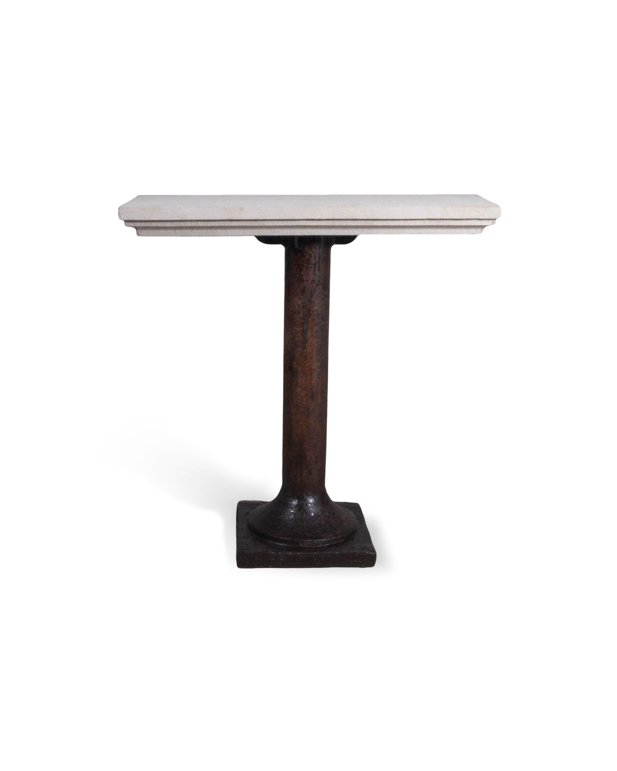 Limestone Console with Iron Column Base