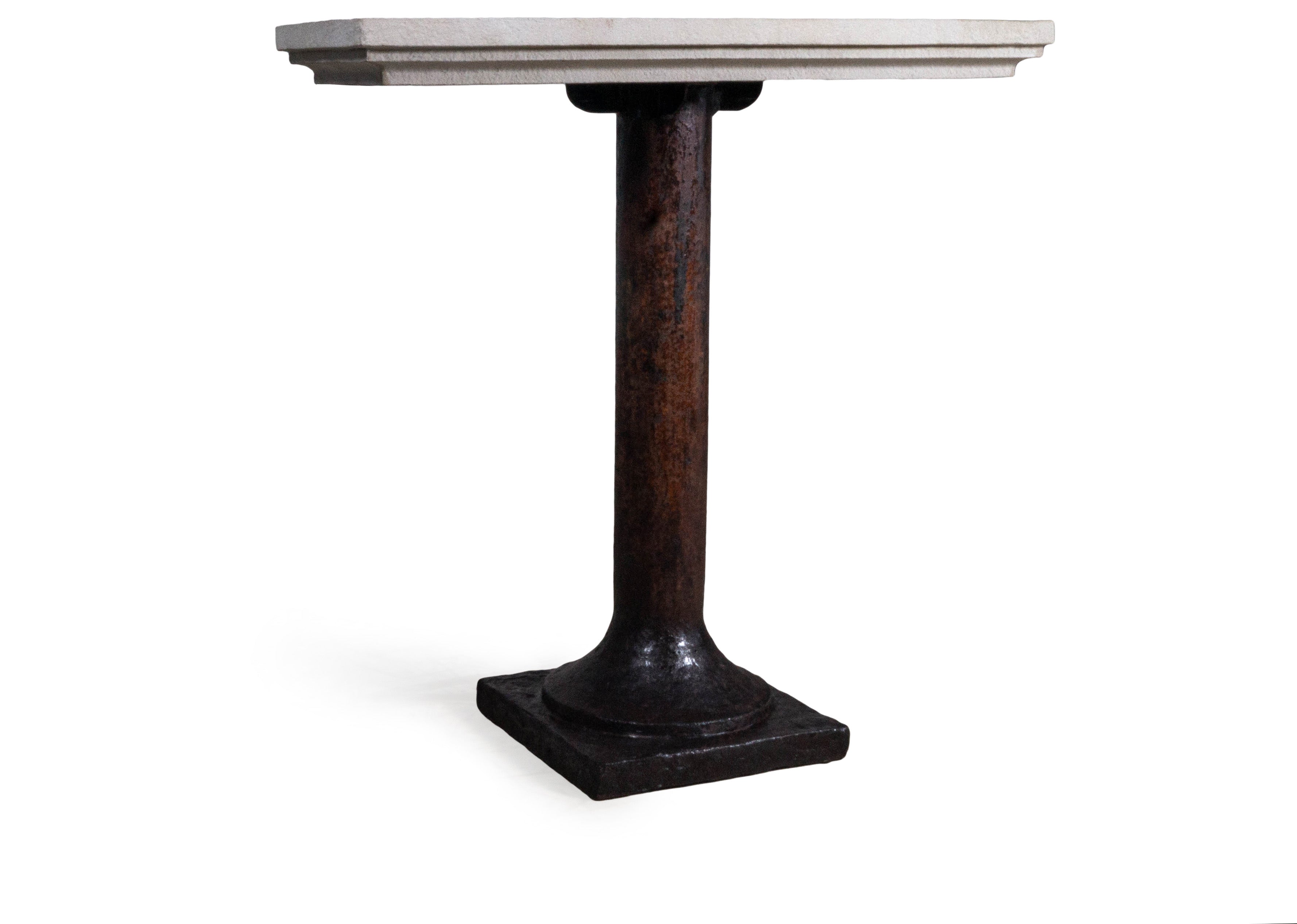 Limestone Console with Iron Column Base