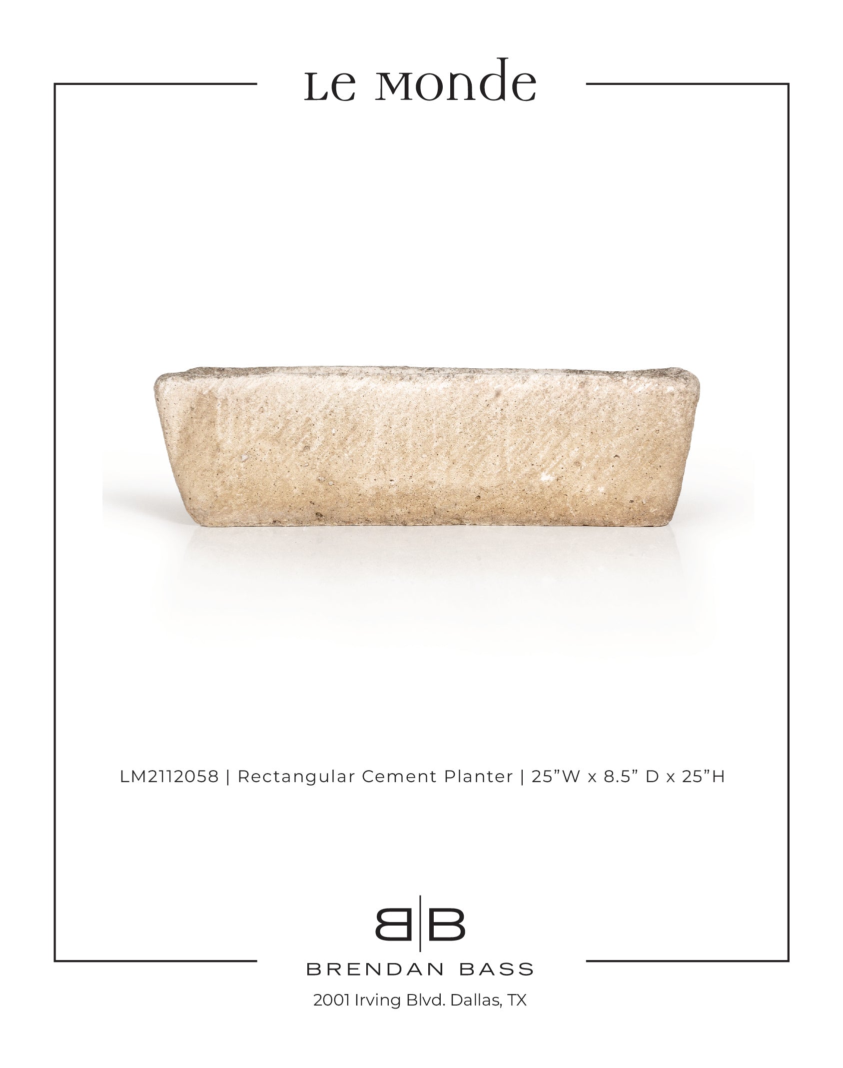 Rectangular Hand-Carved Stone Planter