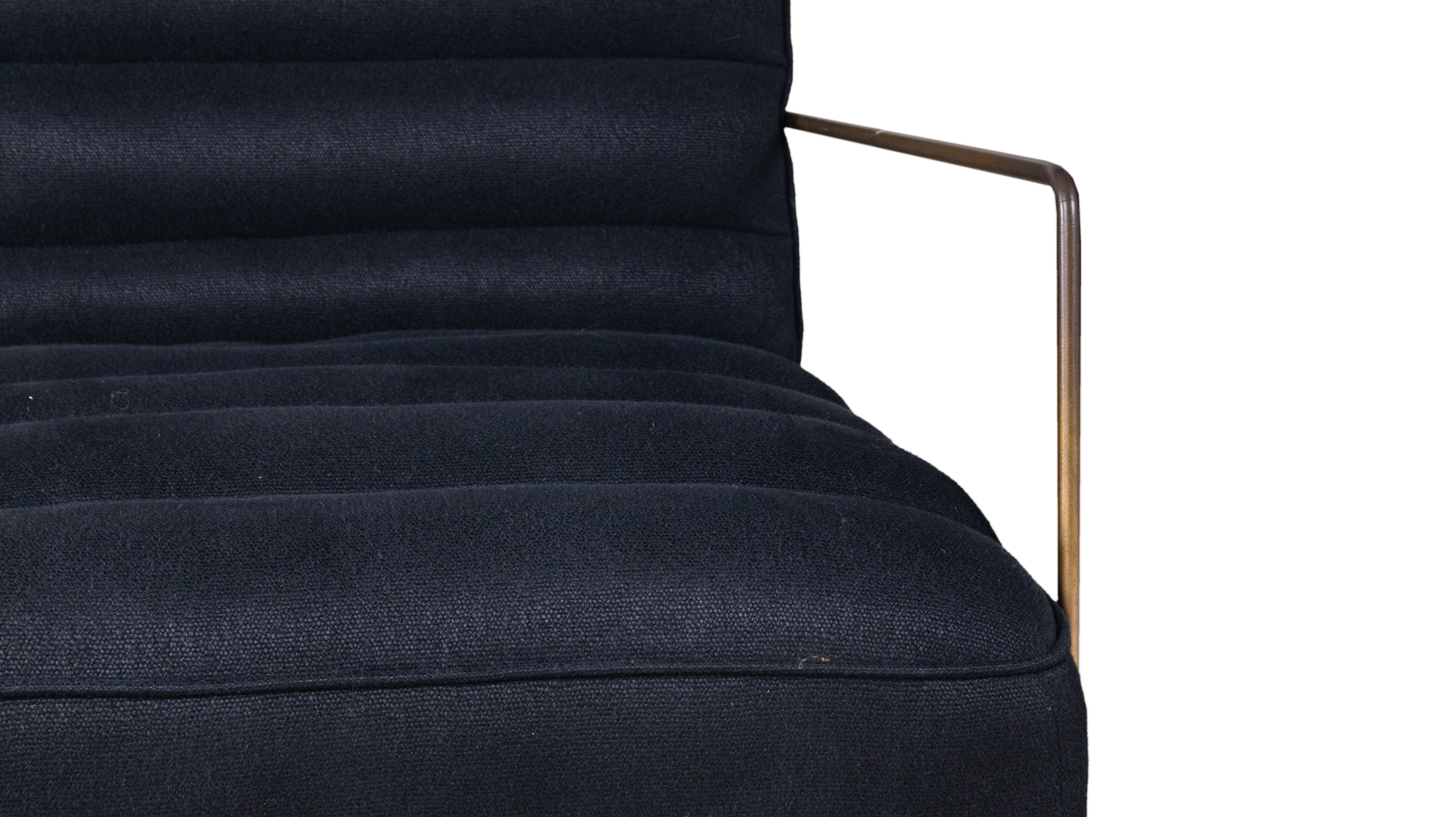 Pair of Black Channeled Chairs with Metal Frame