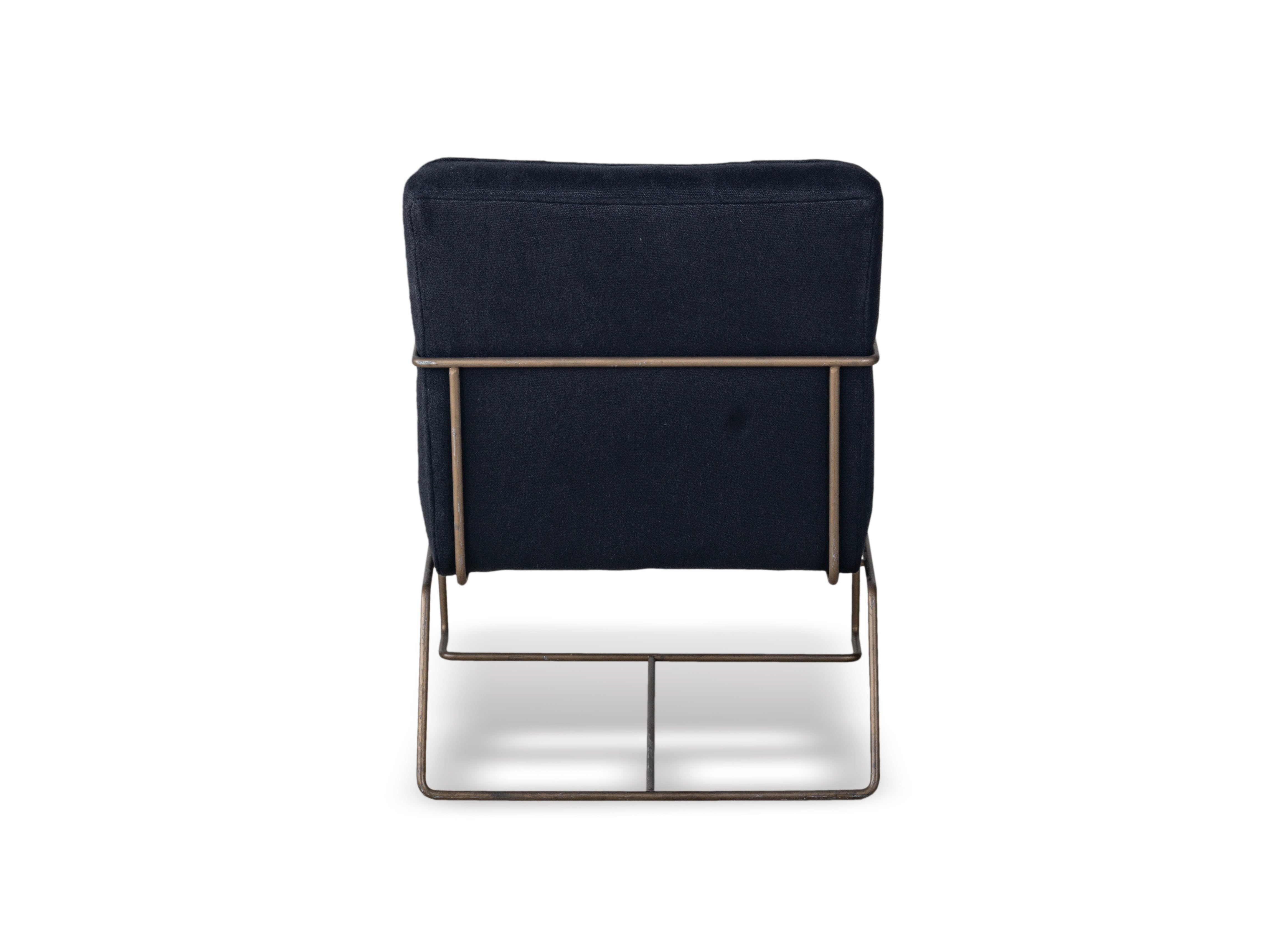 Pair of Black Channeled Chairs with Metal Frame