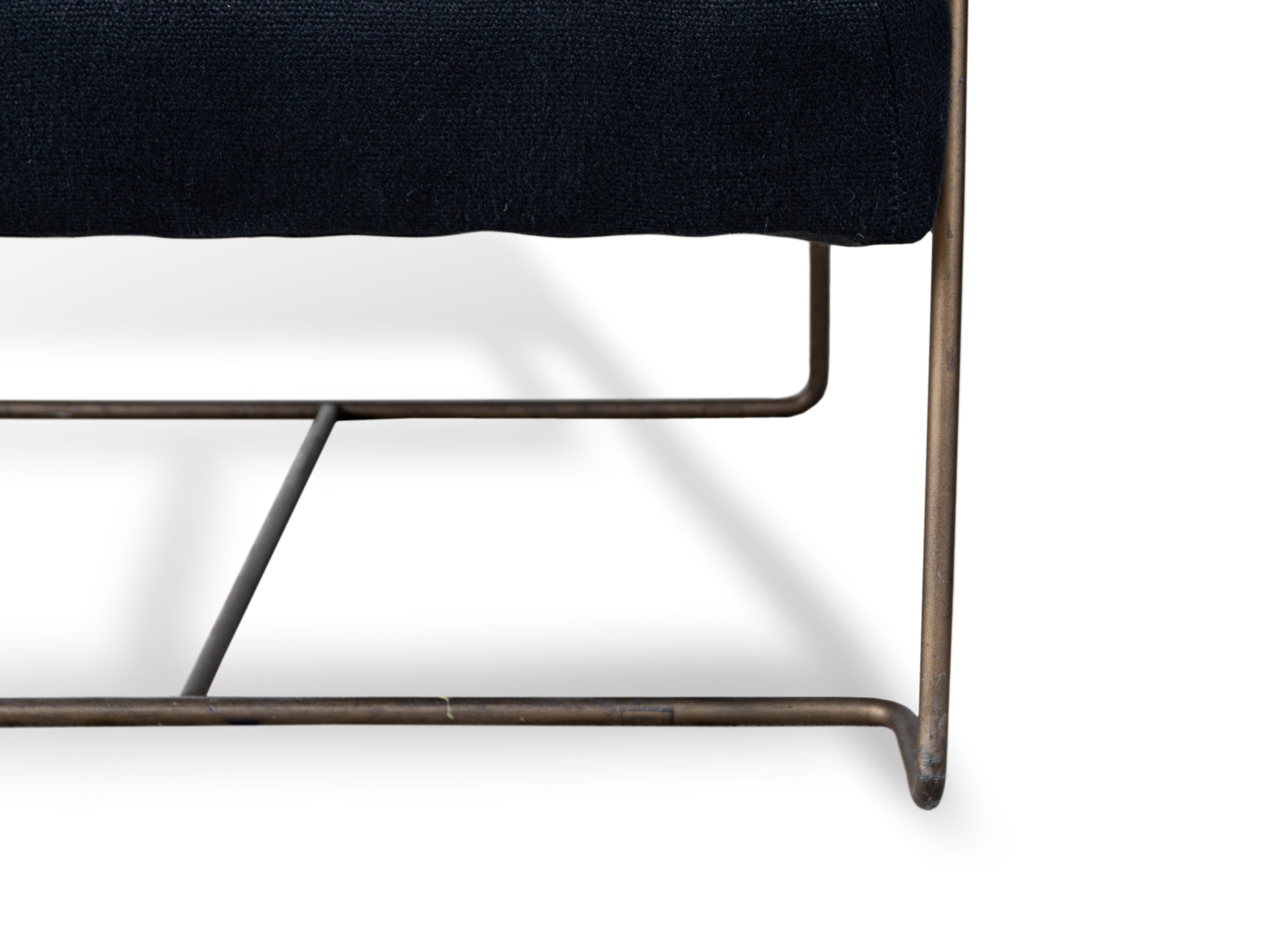 Pair of Black Channeled Chairs with Metal Frame