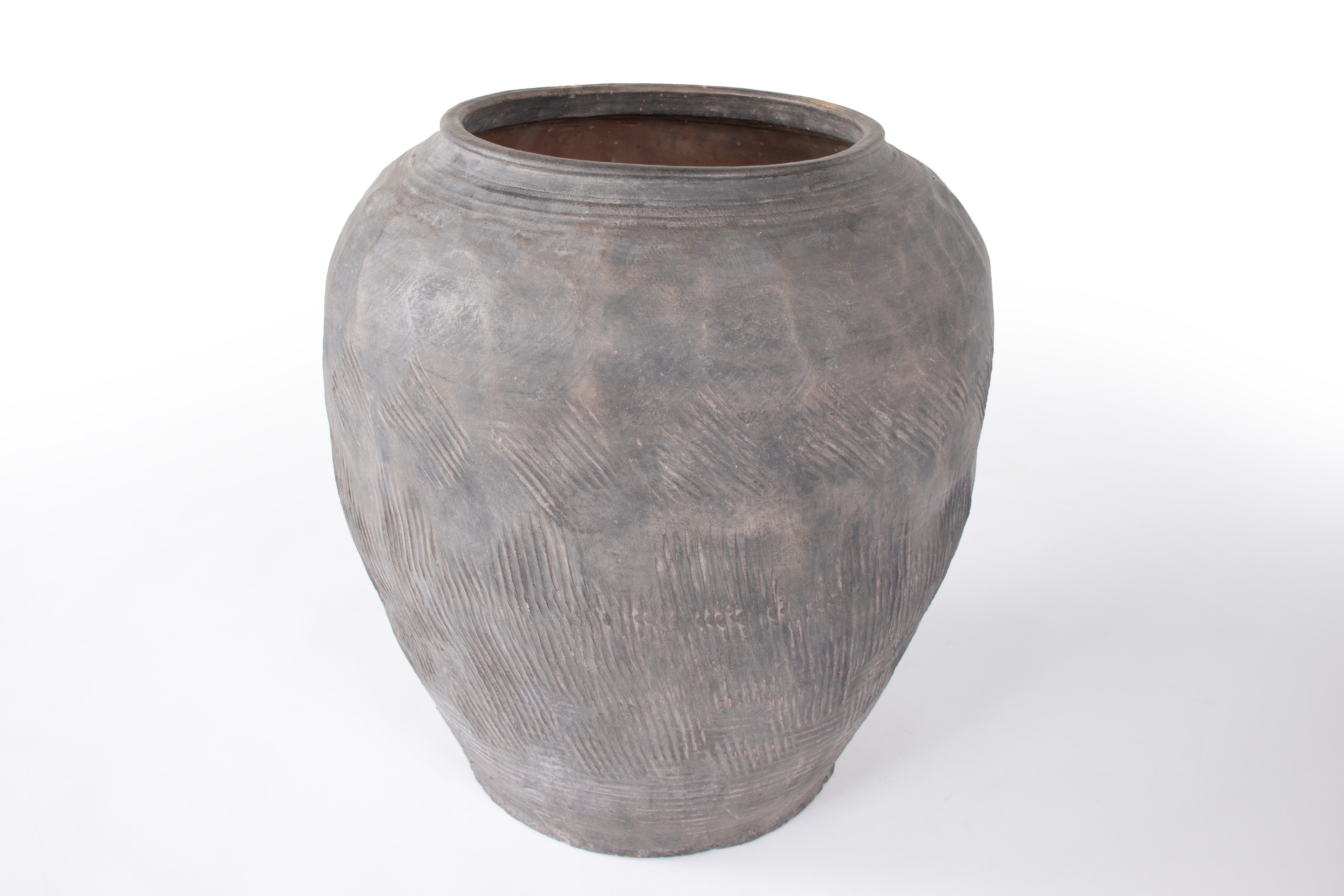 Terra Cotta Storage Jar with Scored Detail