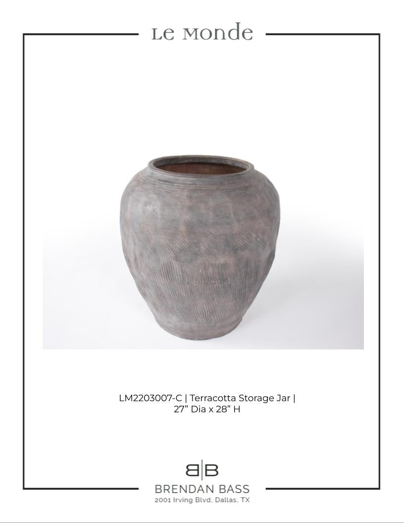 Terra Cotta Storage Jar with Scored Detail