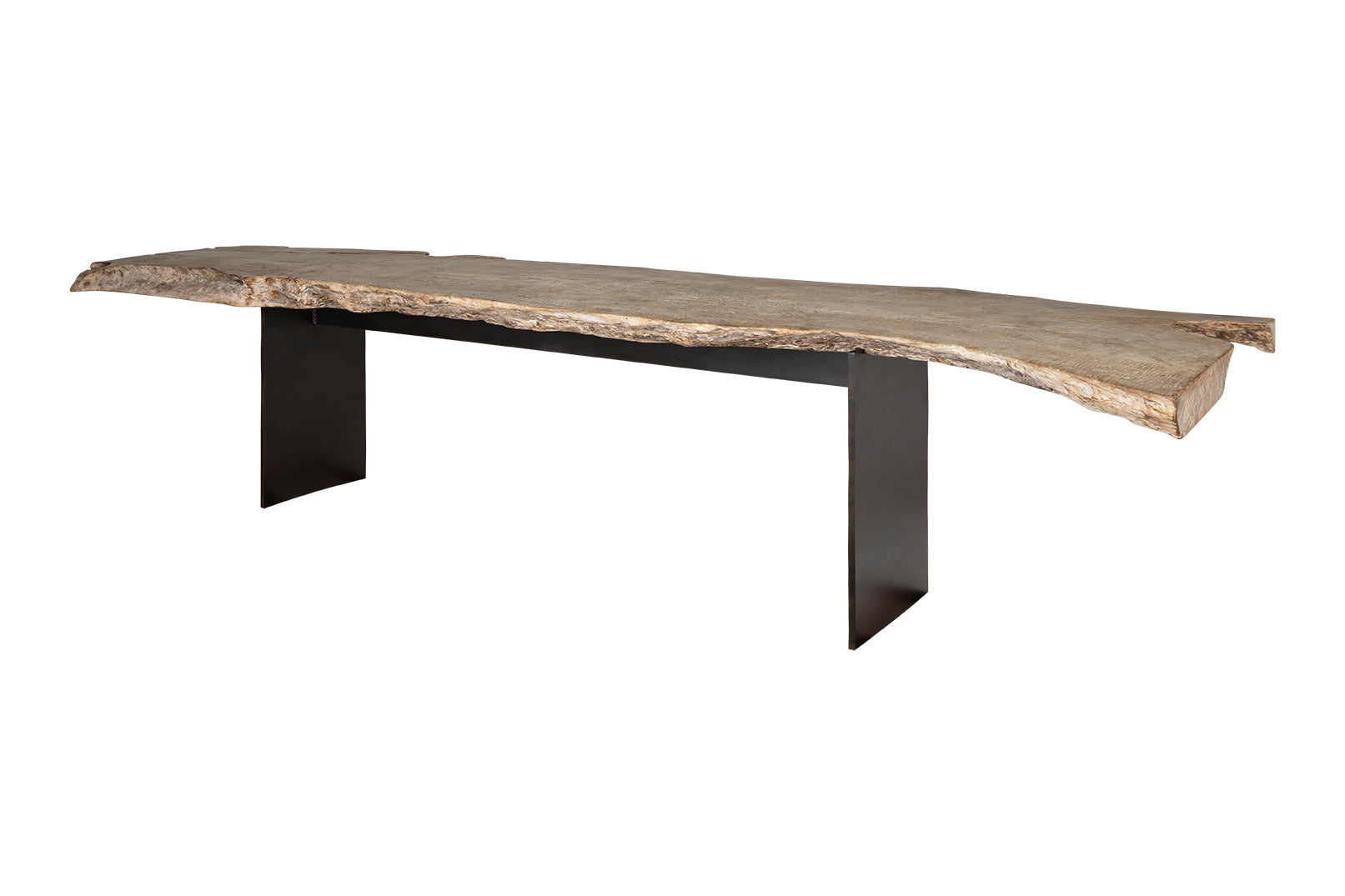 Live Edge Lychee Wood Console with Steel Base