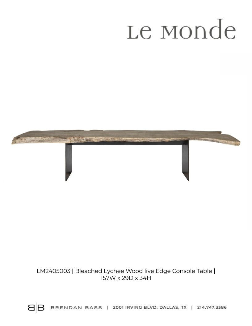 Live Edge Lychee Wood Console with Steel Base