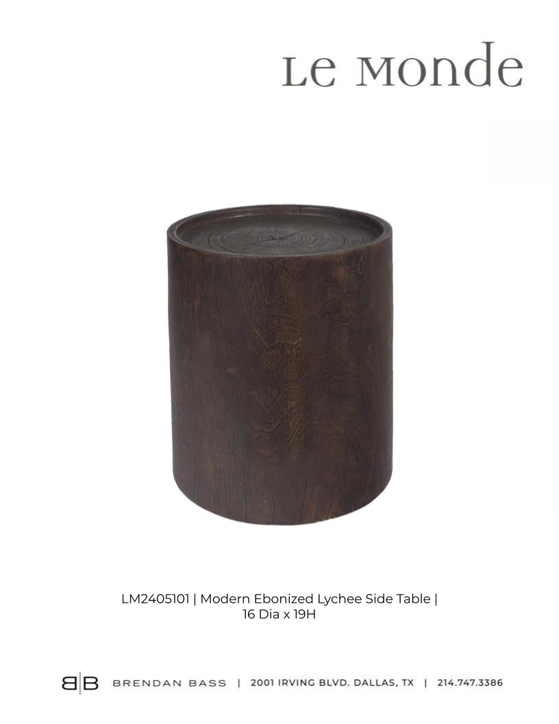 Modern Ebonized Lychee Side Table