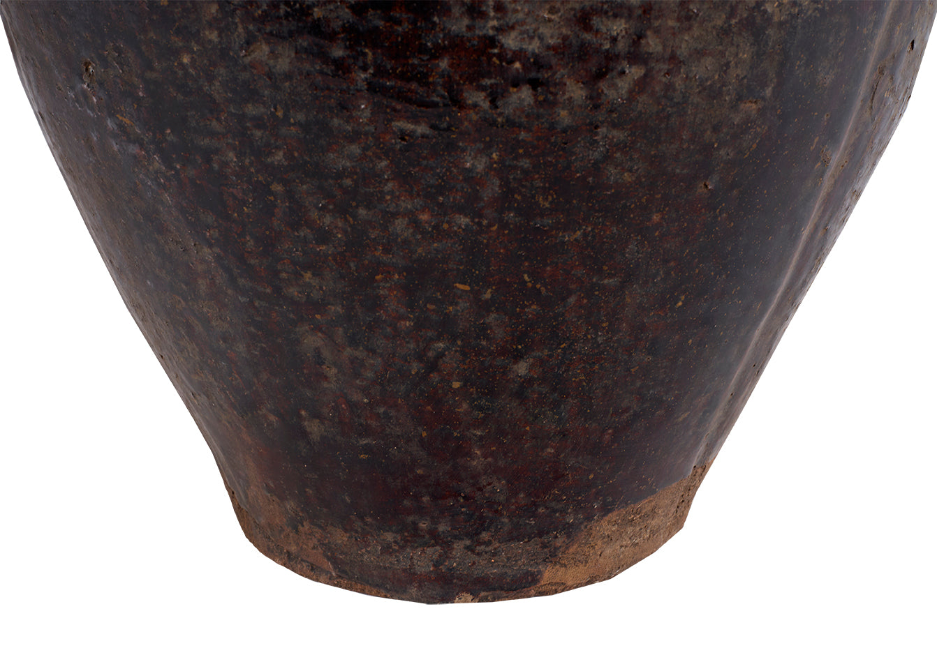 Glazed Terra Cotta Jar with Scored Texture