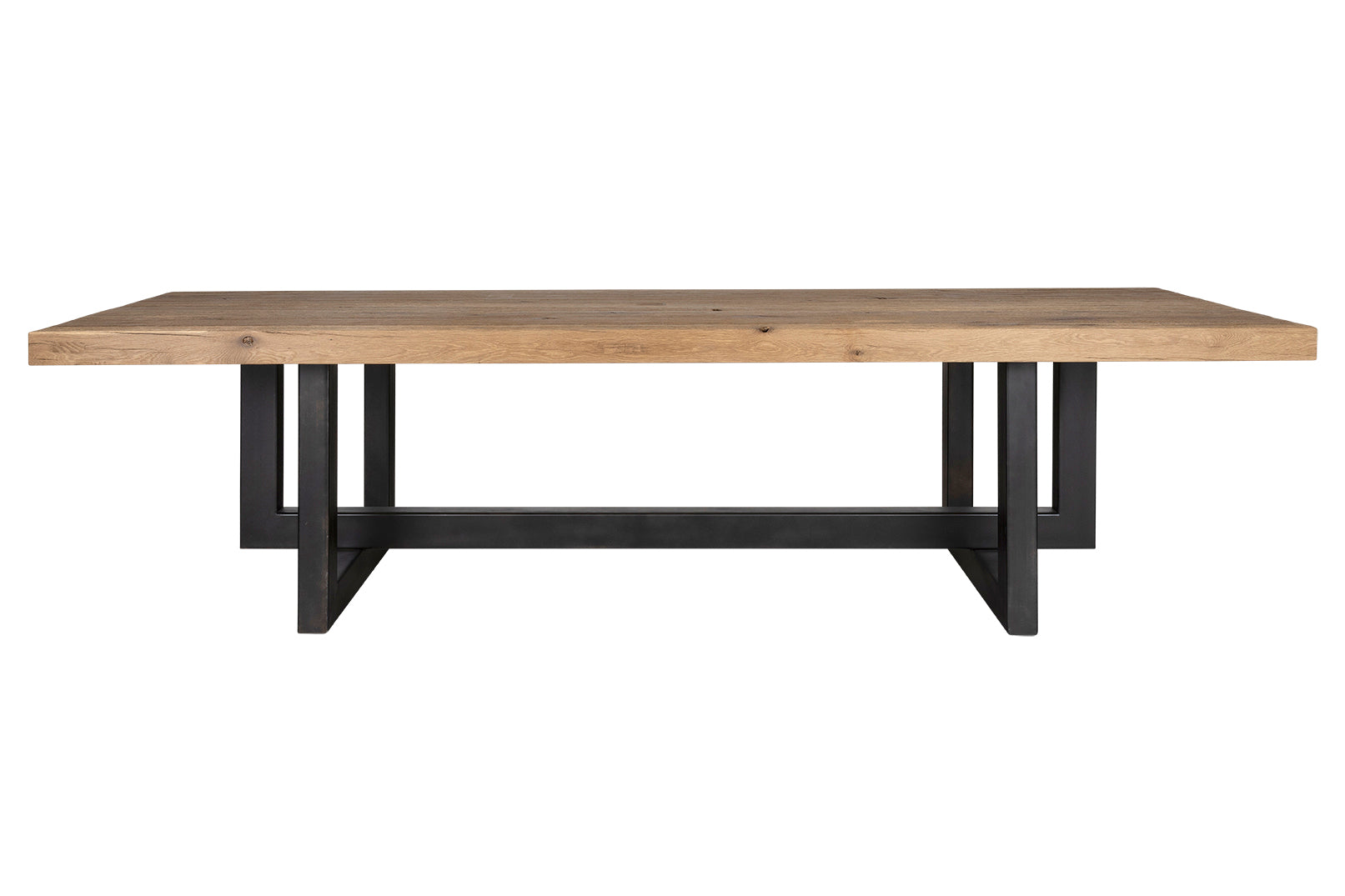 Modern Dining Table with Wood Top and Geometric Metal Base