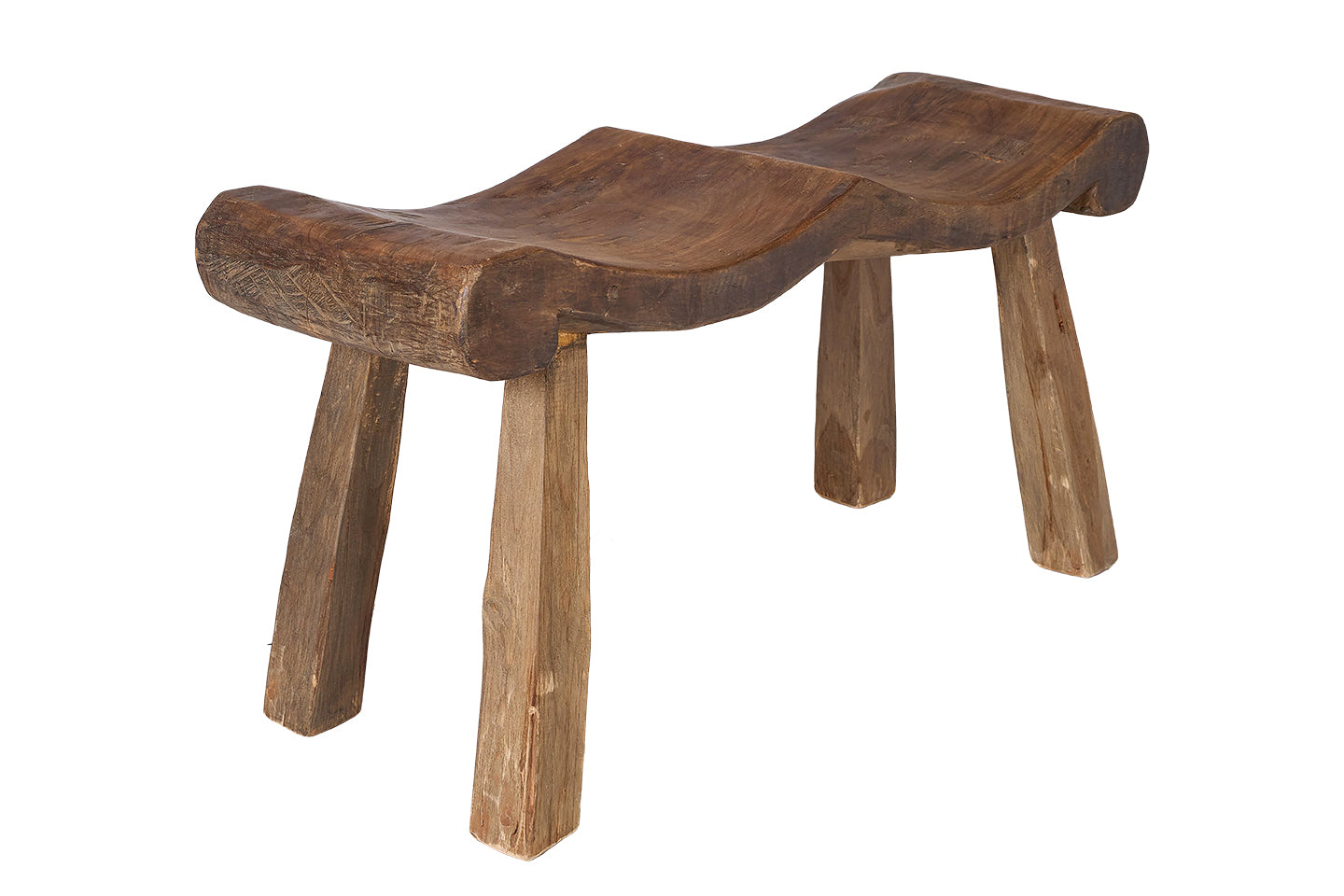 Scalloped Weathered Elm Bench