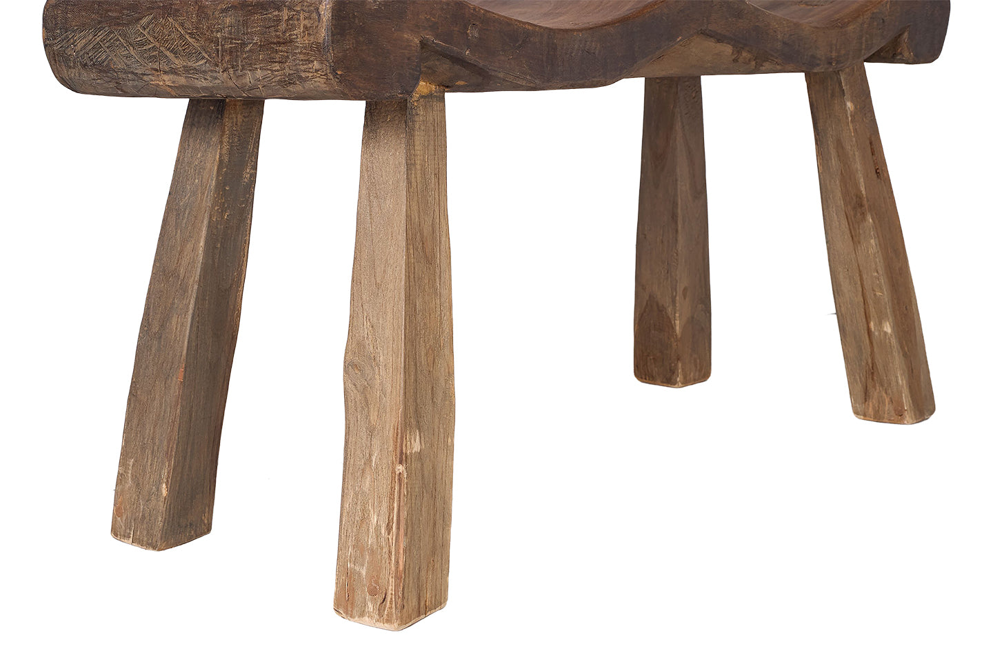 Scalloped Weathered Elm Bench