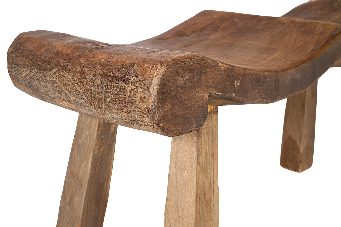 Scalloped Weathered Elm Bench