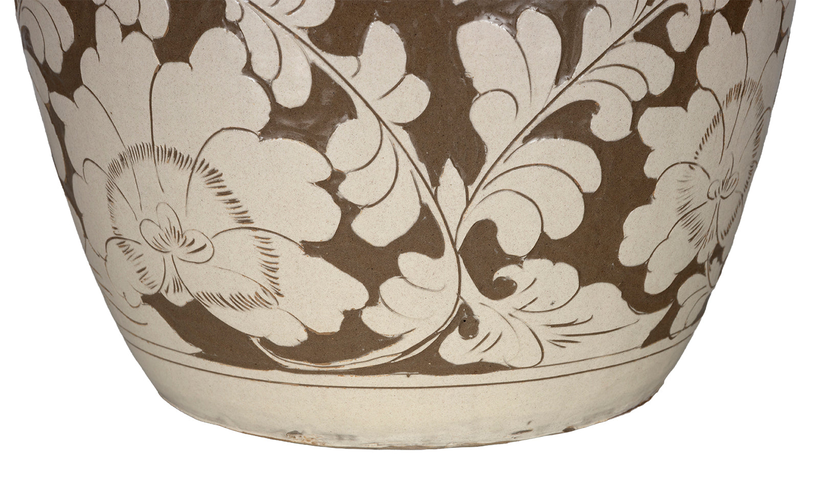Beige and White Floral Motif Garden Stool