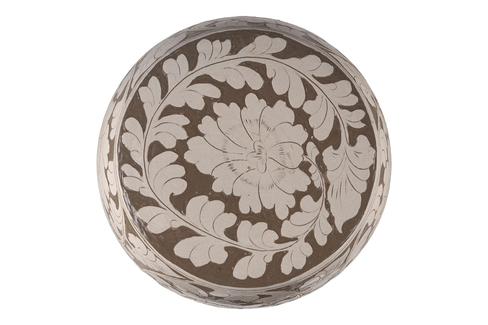 Beige and White Floral Motif Garden Stool