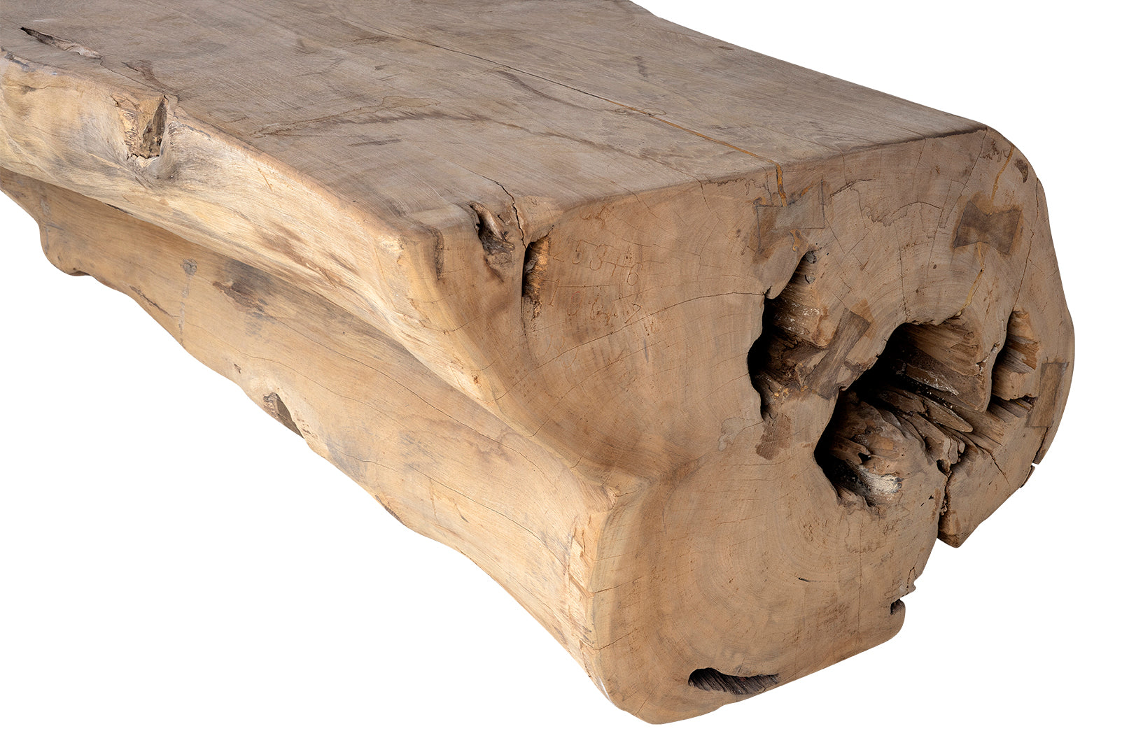 Organic Form Lychee Wood Trunk Bench