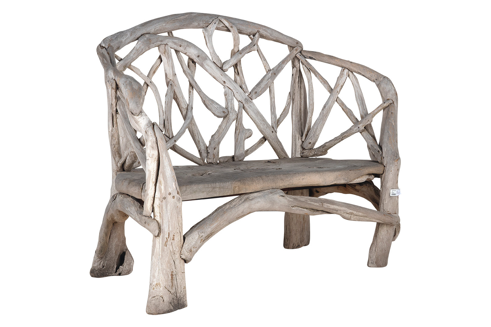 Outdoor Bench with Woven Teak Limbs
