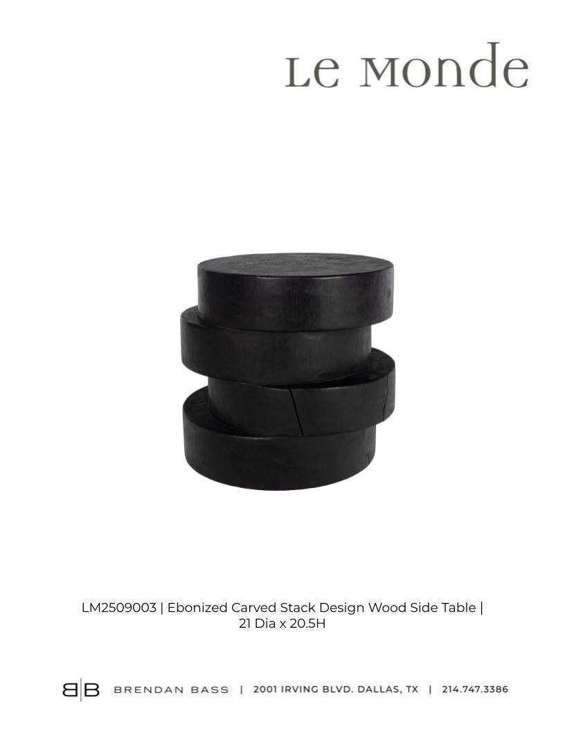 Ebonized Lychee Wood Stacked Design Side Table