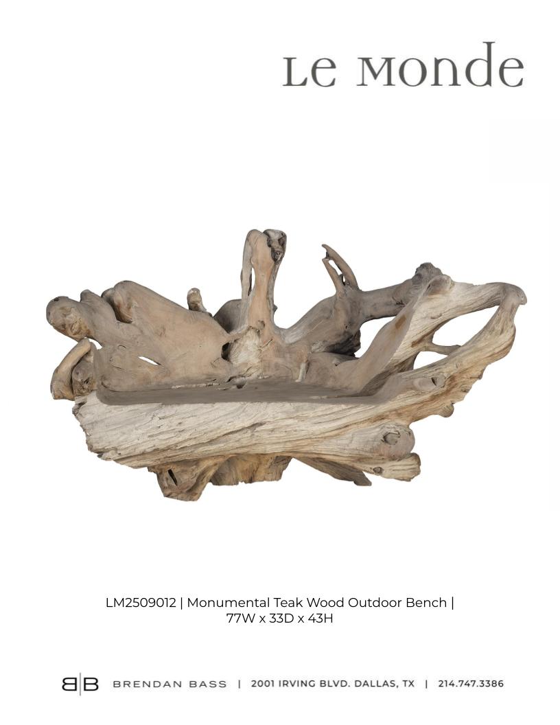 Monumental Teak Wood Outdoor Bench