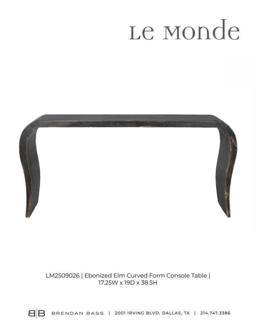 Ebonized Elm Curved Console Table
