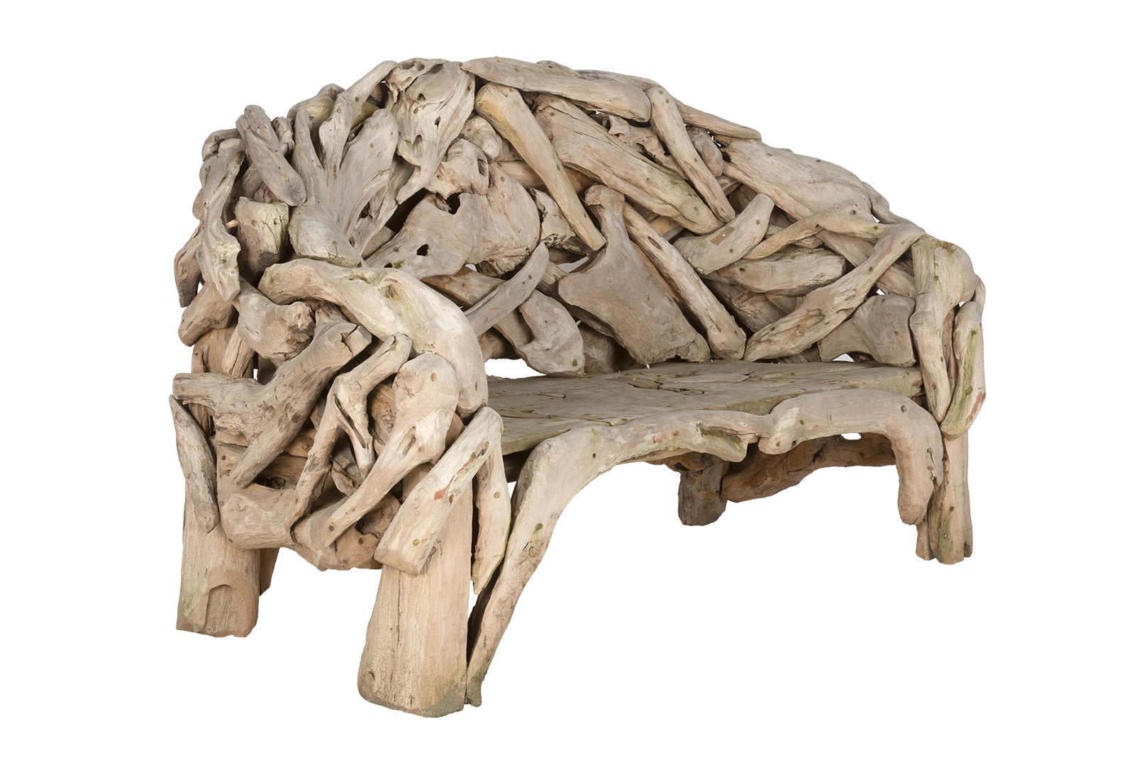 Monumental Teak Driftwood Bench