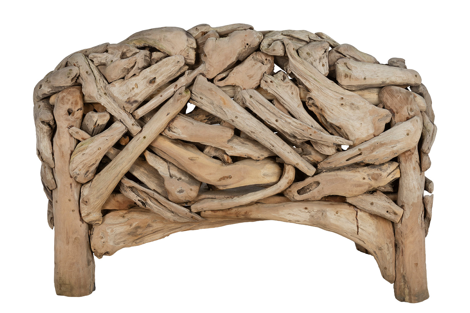 Monumental Teak Driftwood Bench