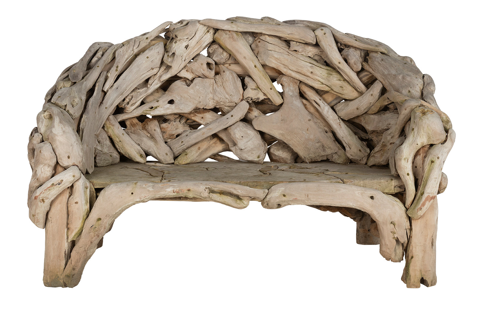 Monumental Teak Driftwood Bench