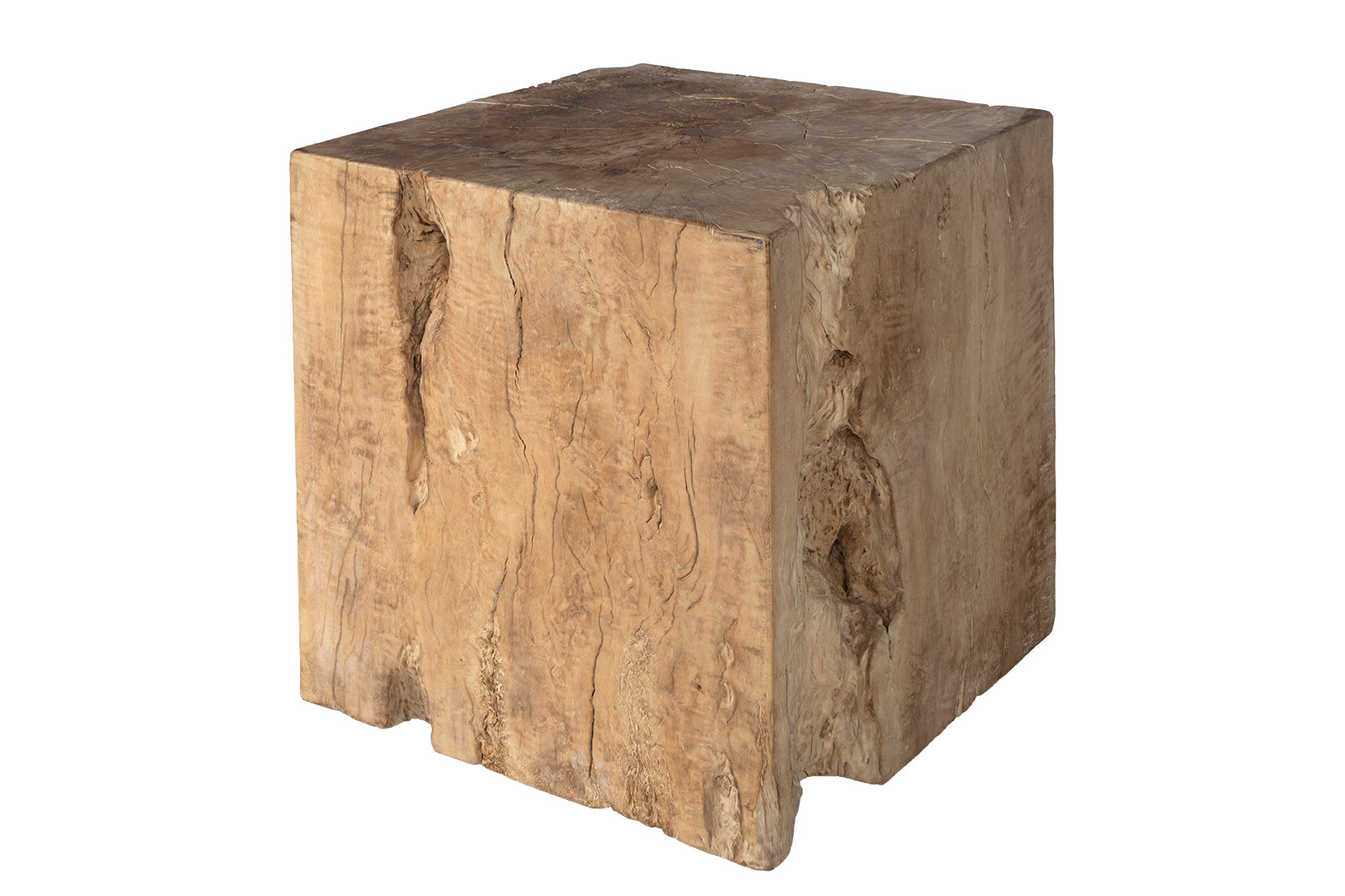 Organic Lychee Wood Block Side Table