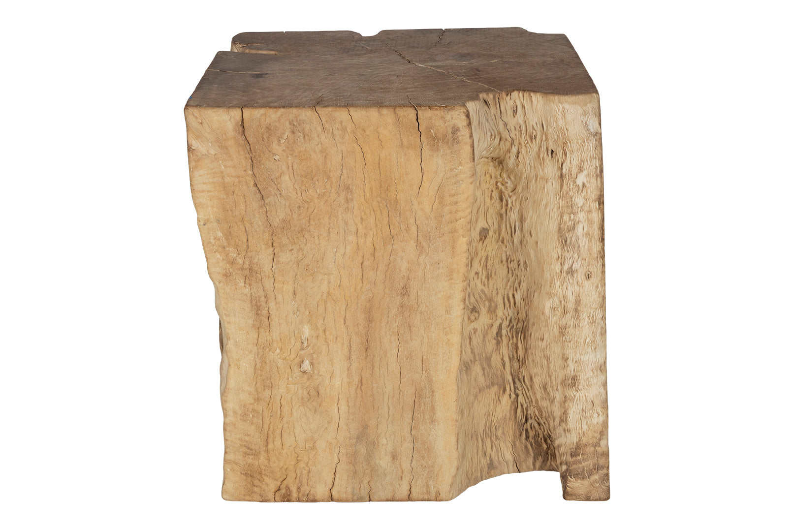 Organic Lychee Wood Block Side Table