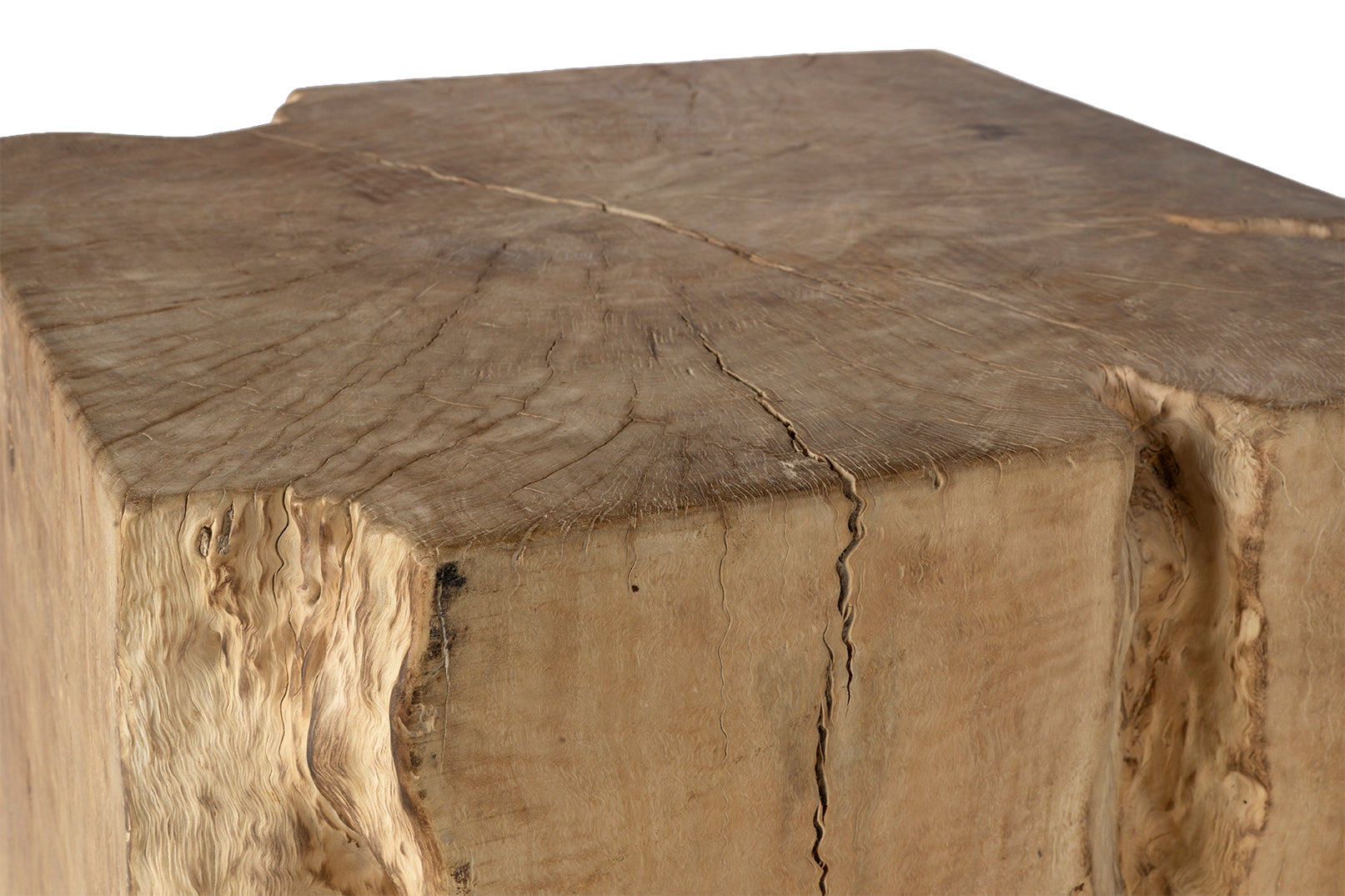 Organic Lychee Wood Block Side Table