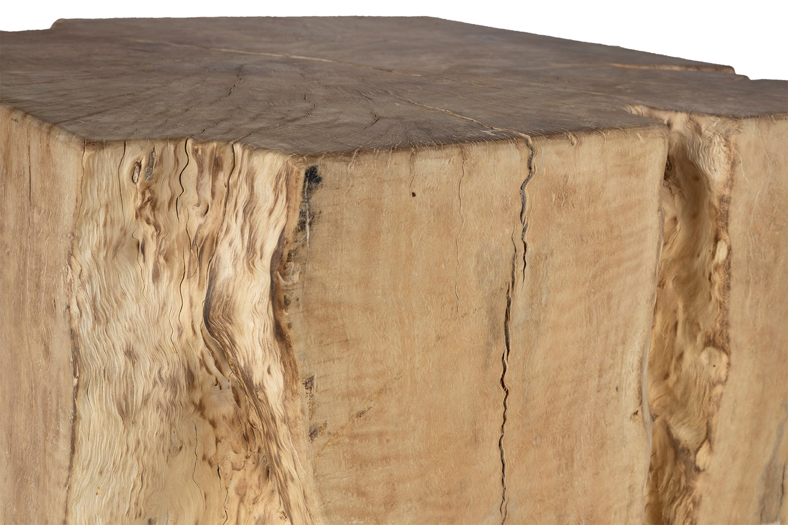 Organic Lychee Wood Block Side Table