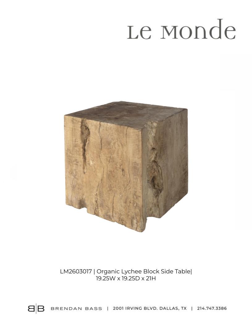 Organic Lychee Wood Block Side Table