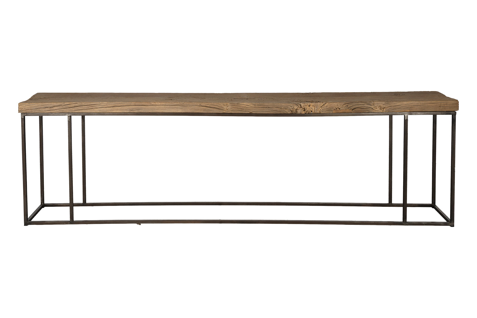Reclaimed Elm Console on Minimalistic Steel Base