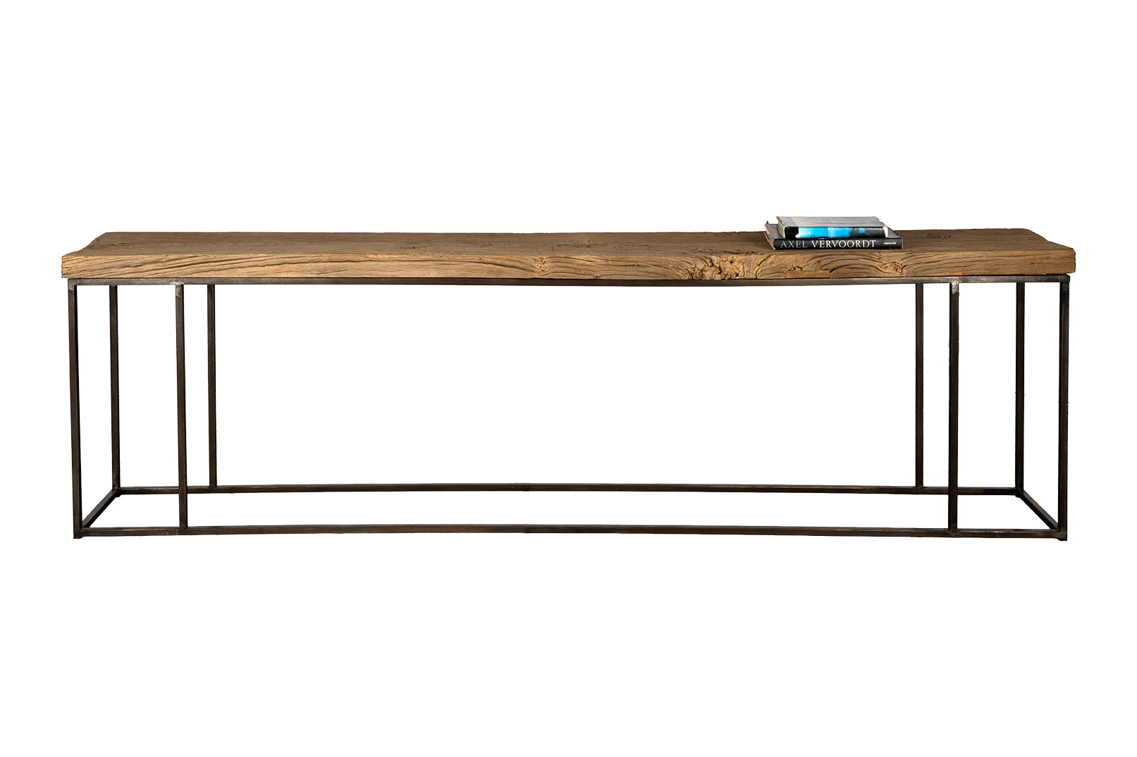 Reclaimed Elm Console on Minimalistic Steel Base