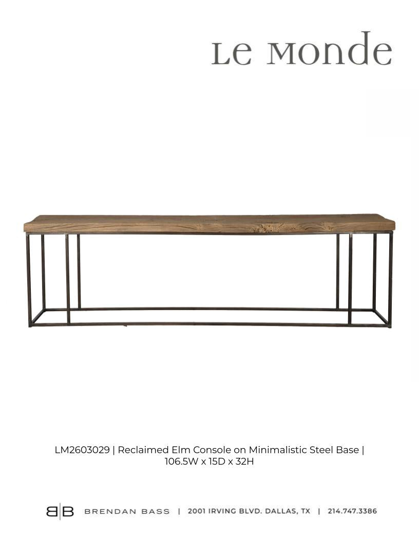 Reclaimed Elm Console on Minimalistic Steel Base