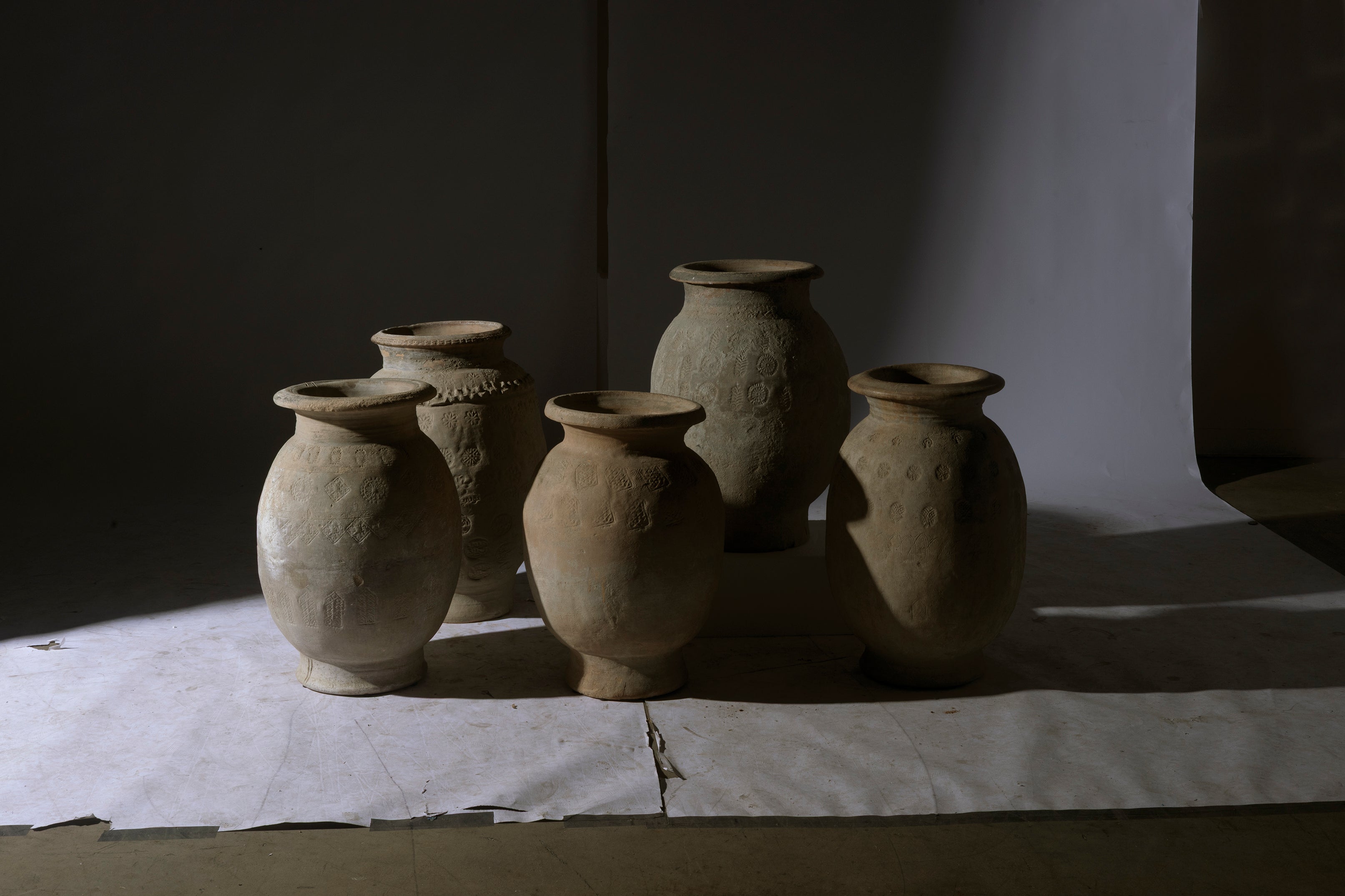 Monumental Terra Cotta Vase with Stamped Detail