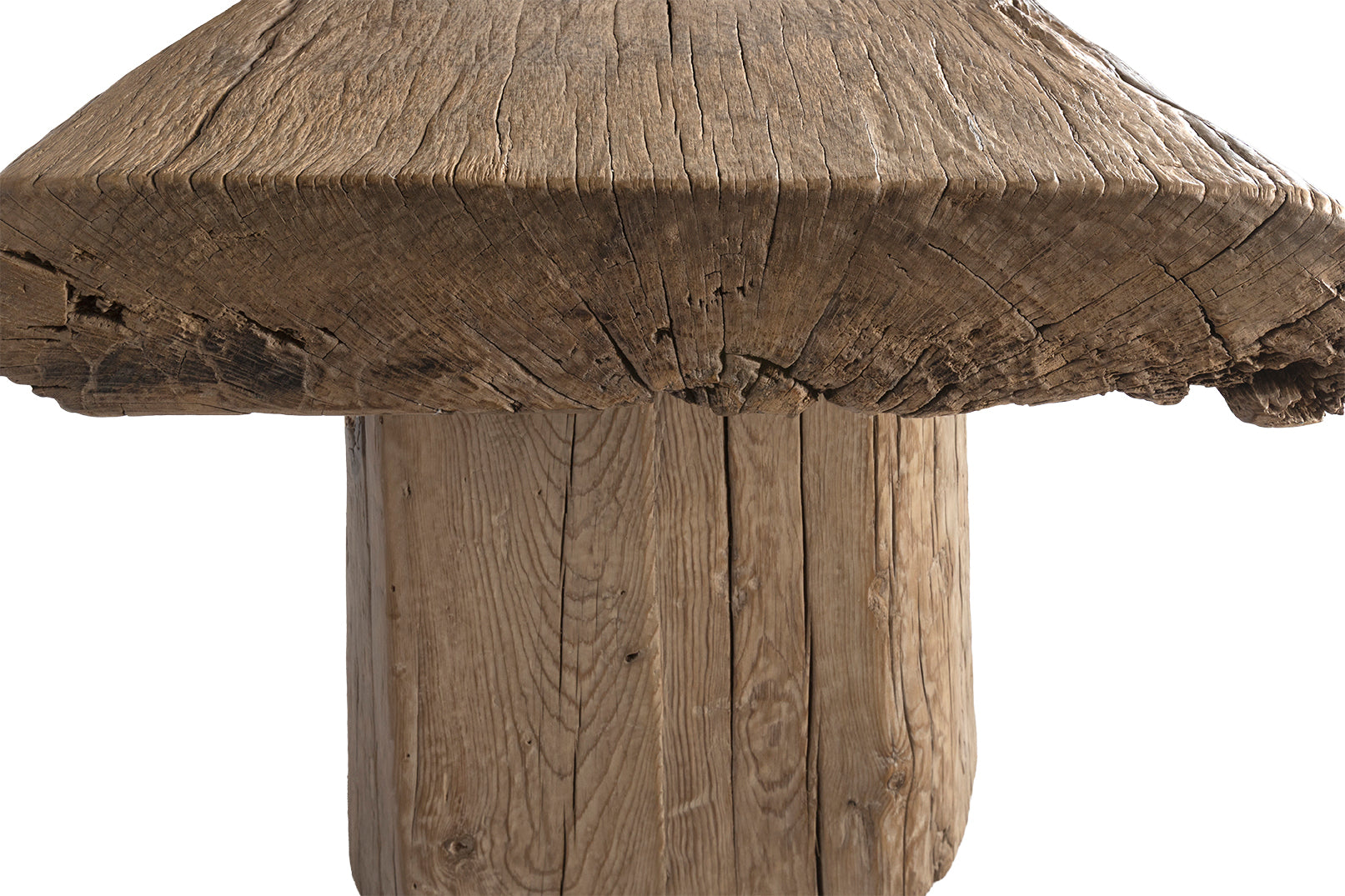 Organic Wood Console Table with Stump Base
