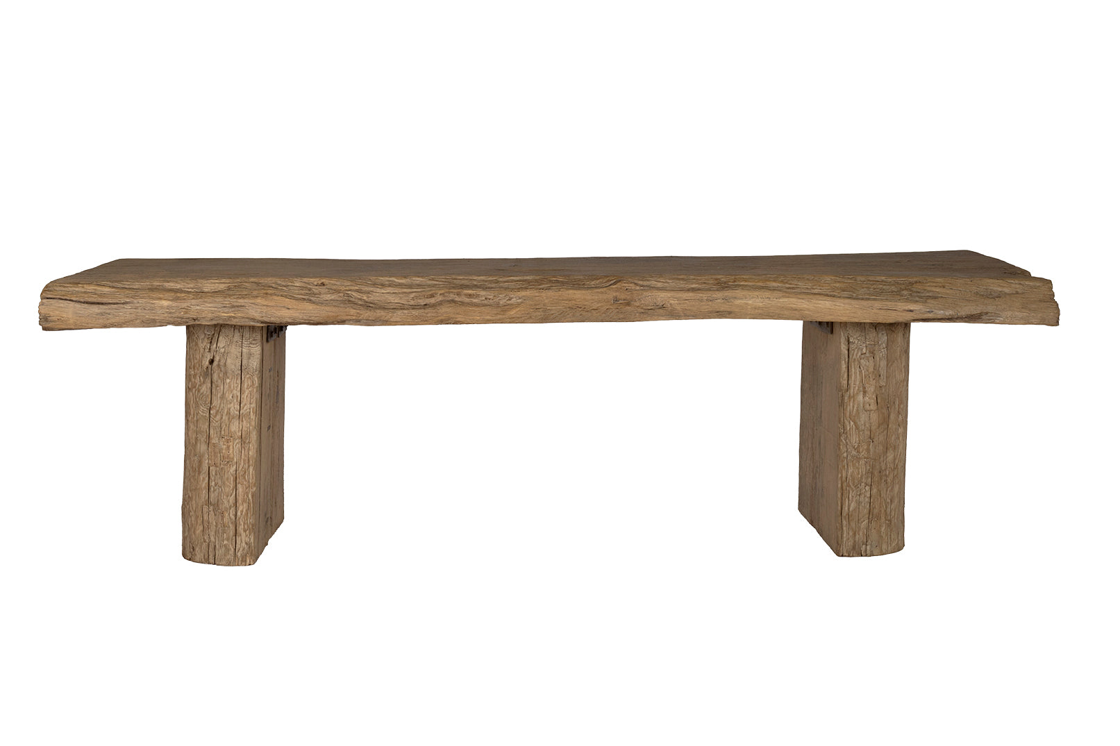 Organic Wood Console Table with Stump Base