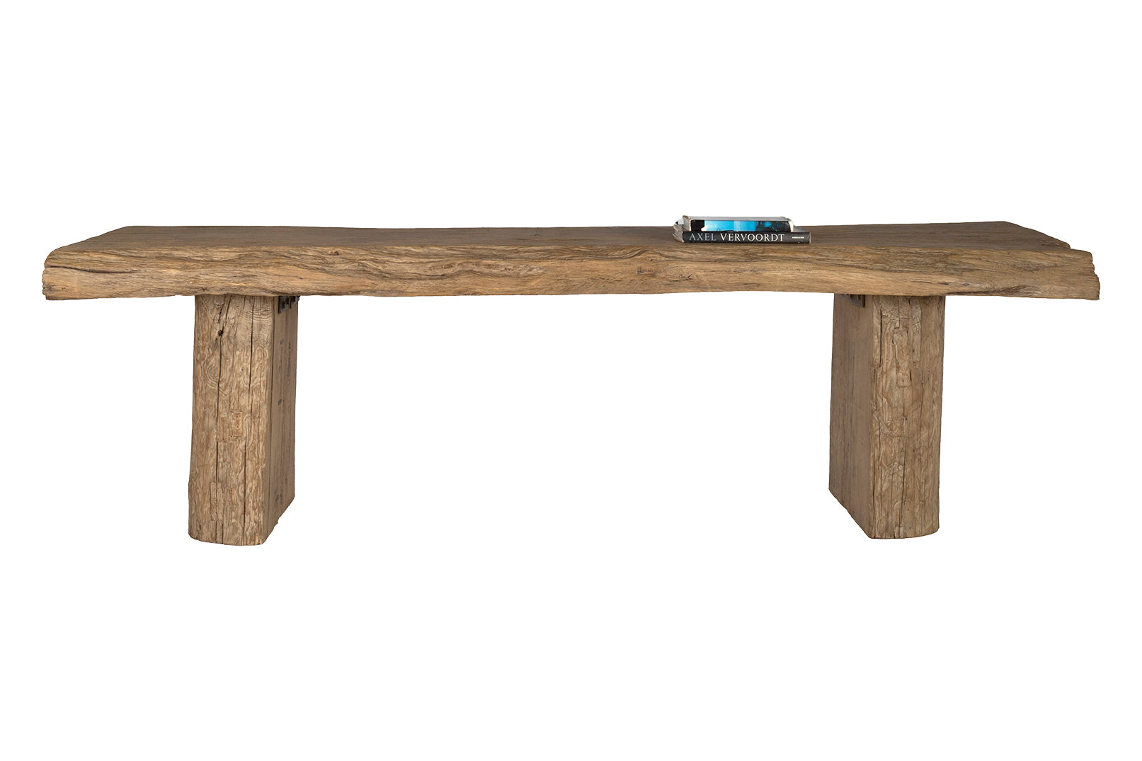 Organic Wood Console Table with Stump Base