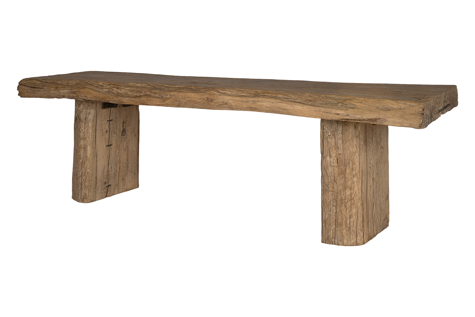 Organic Wood Console Table with Stump Base