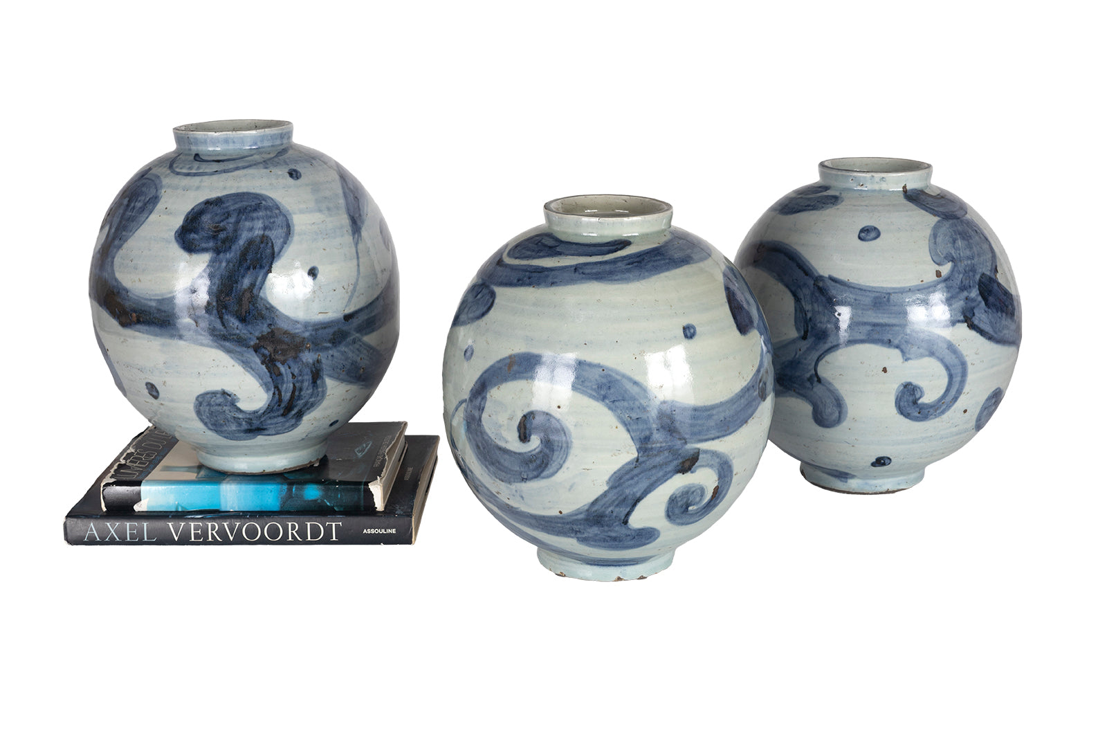 Light Blue Glazed Pot with Painted Design