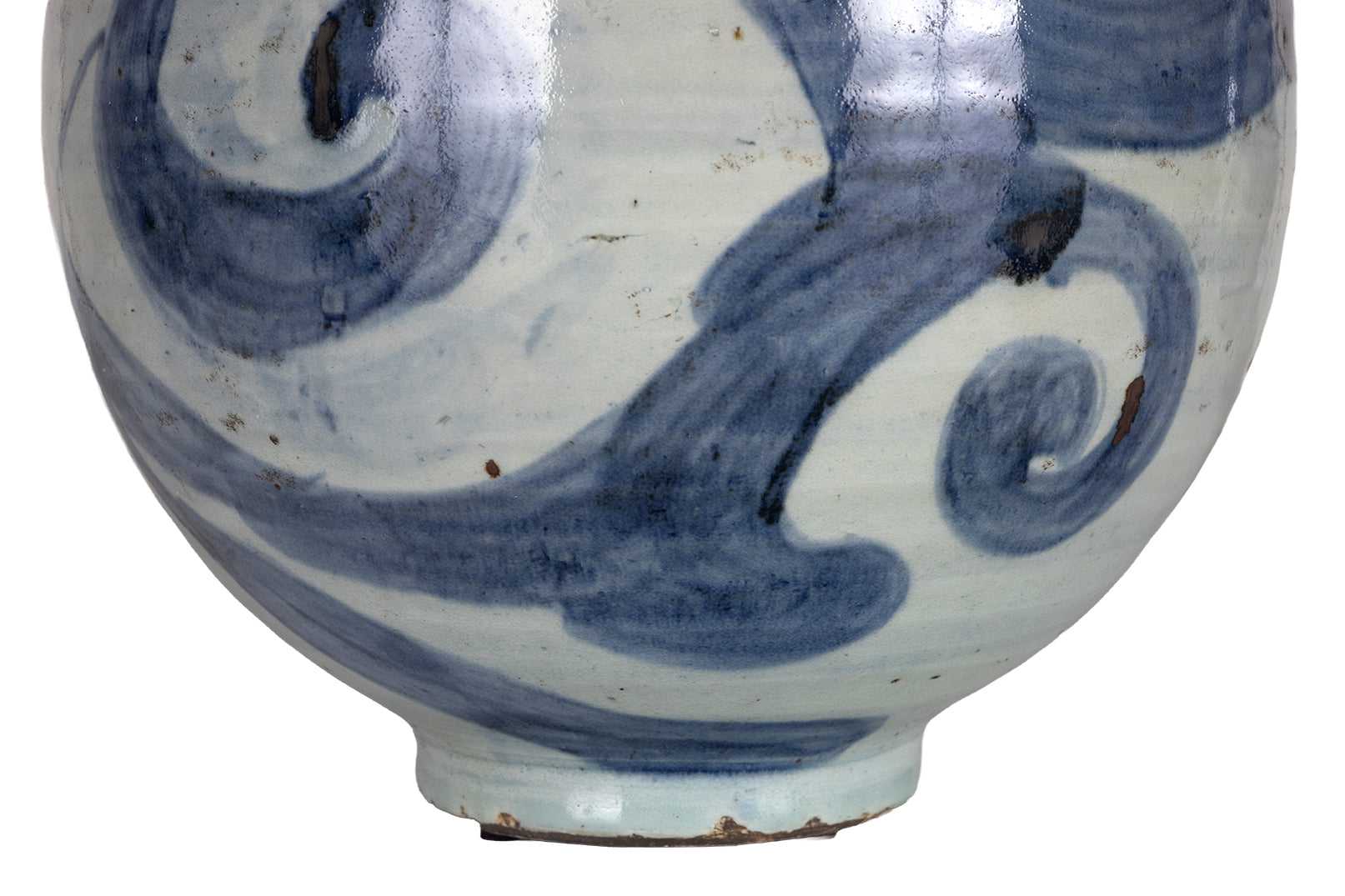 Light Blue Glazed Pot with Painted Design