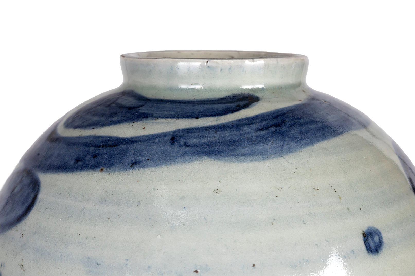 Light Blue Glazed Pot with Painted Design