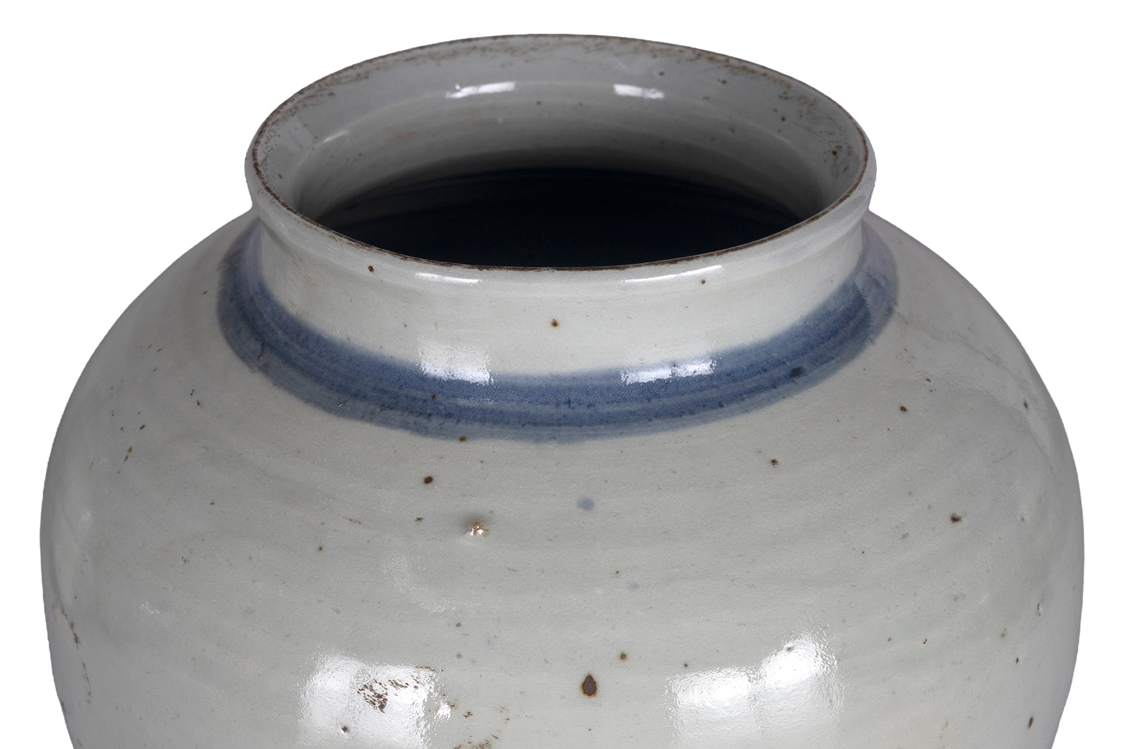 Light Blue Glazed Pot with Painted Banding