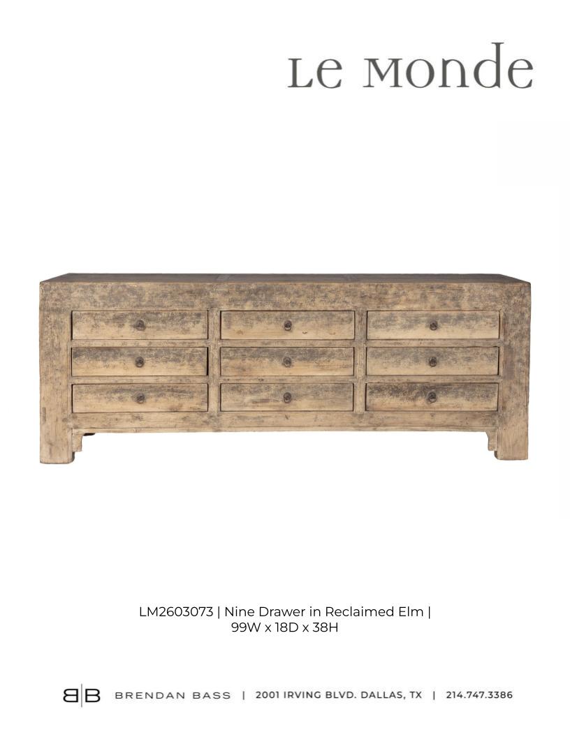Nine Drawer Server in Reclaimed Elm