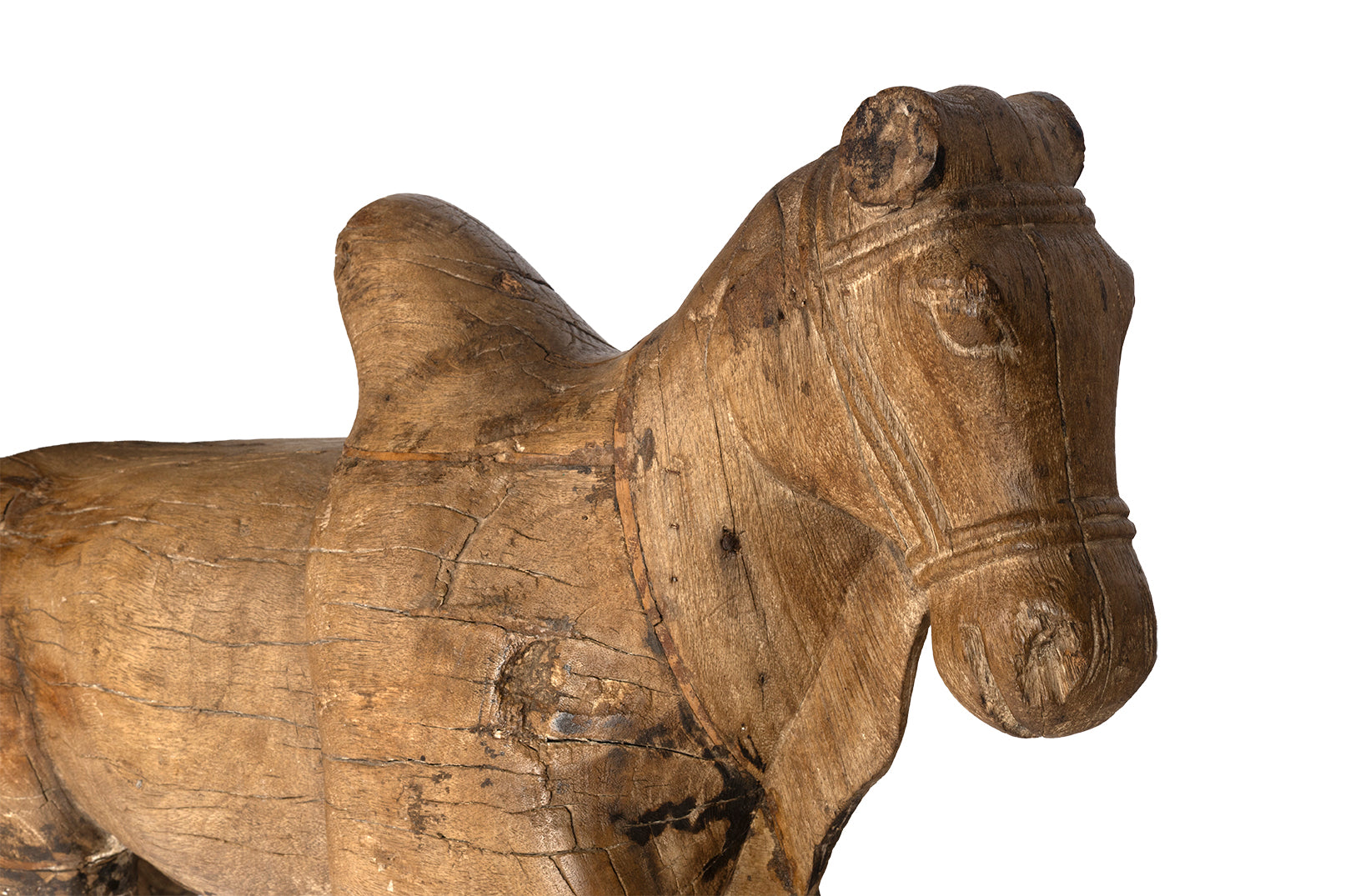 Vintage Elm Carousel Horse on Stand