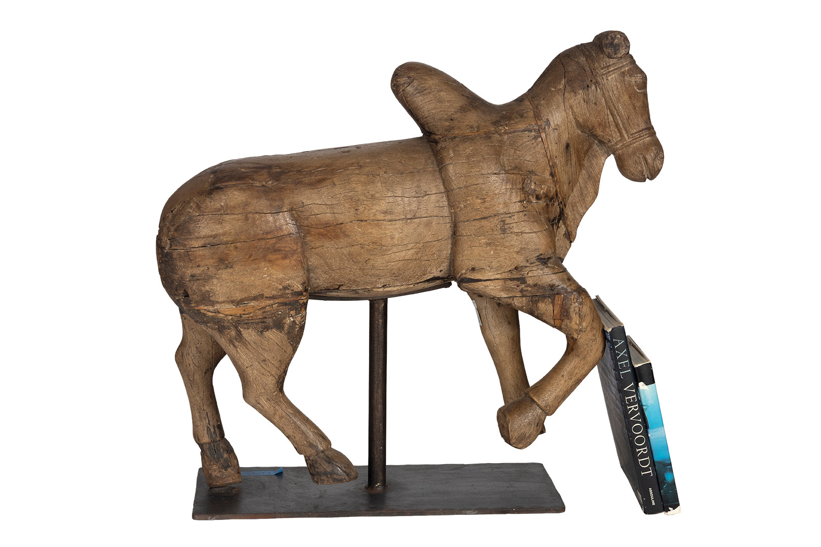 Vintage Elm Carousel Horse on Stand