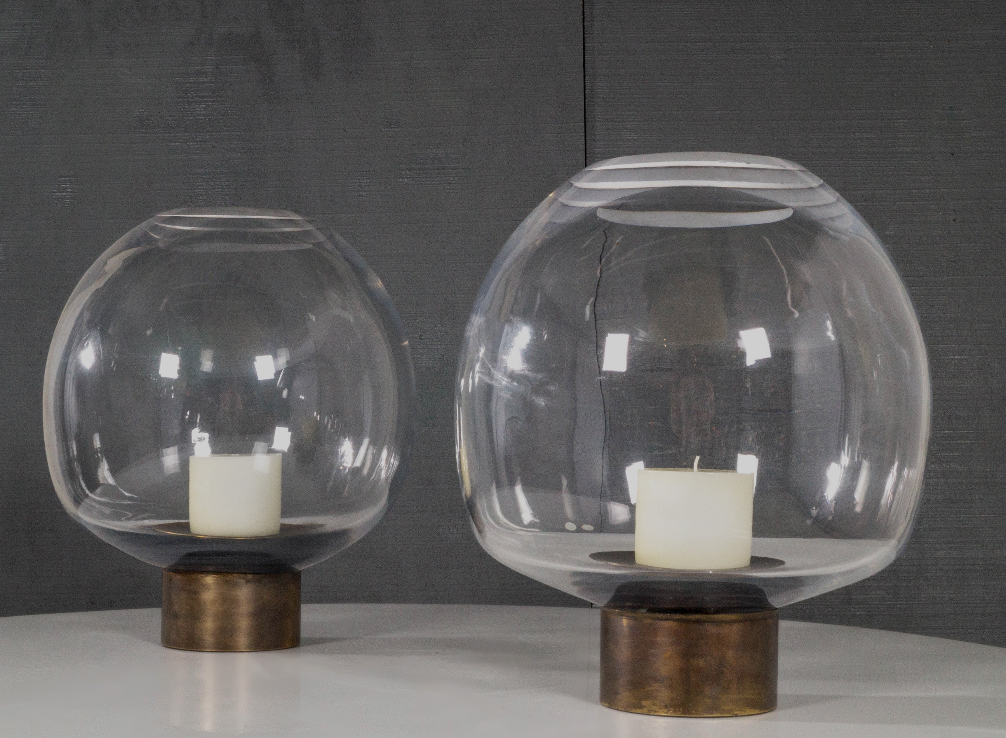 Crystal Candle Huricane with Brass Base
